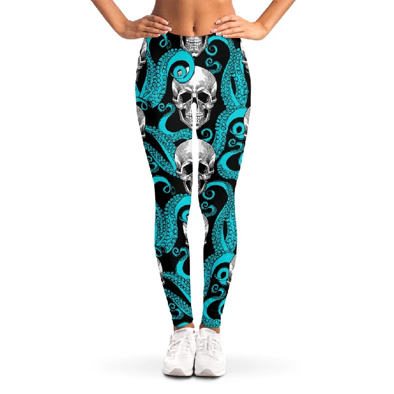 Blowout Deals Octopus Tentacles Skull Pattern Print Women's Leggings