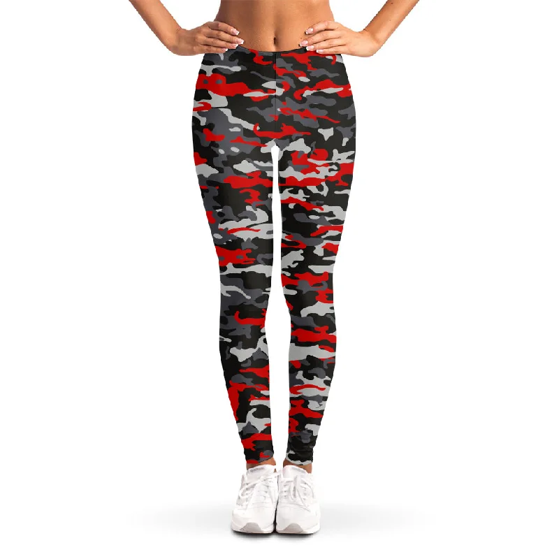 Incredible Offers Orange Black And Grey Camouflage Print Women's Leggings
