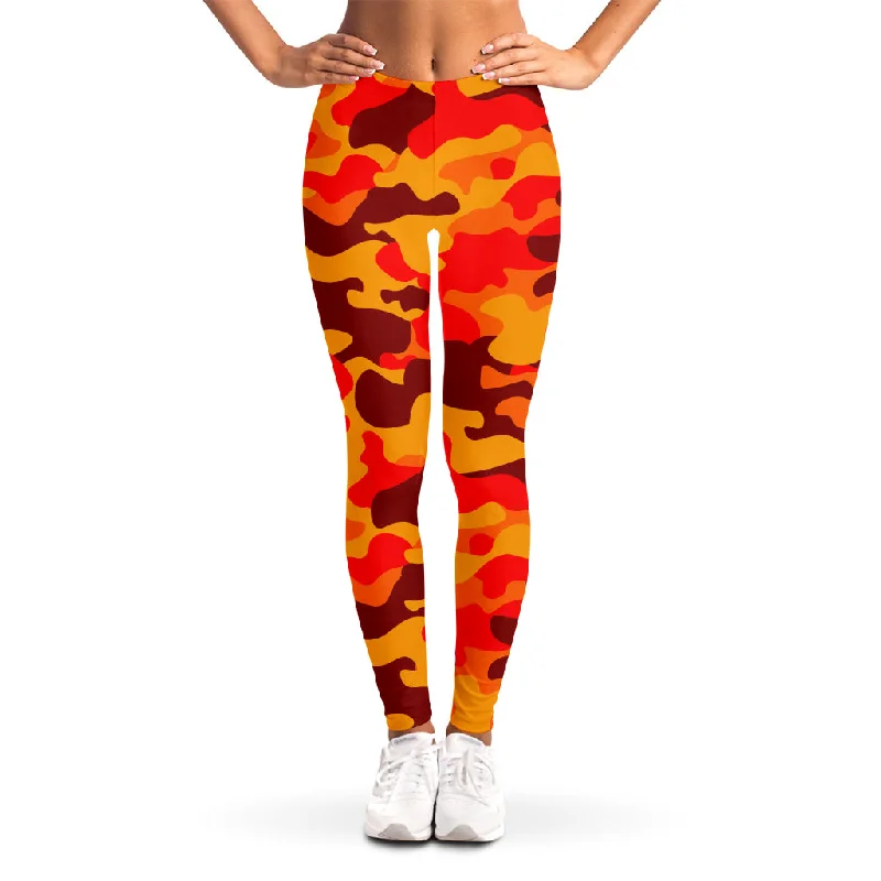 Online Specials Orange Camouflage Print Women's Leggings