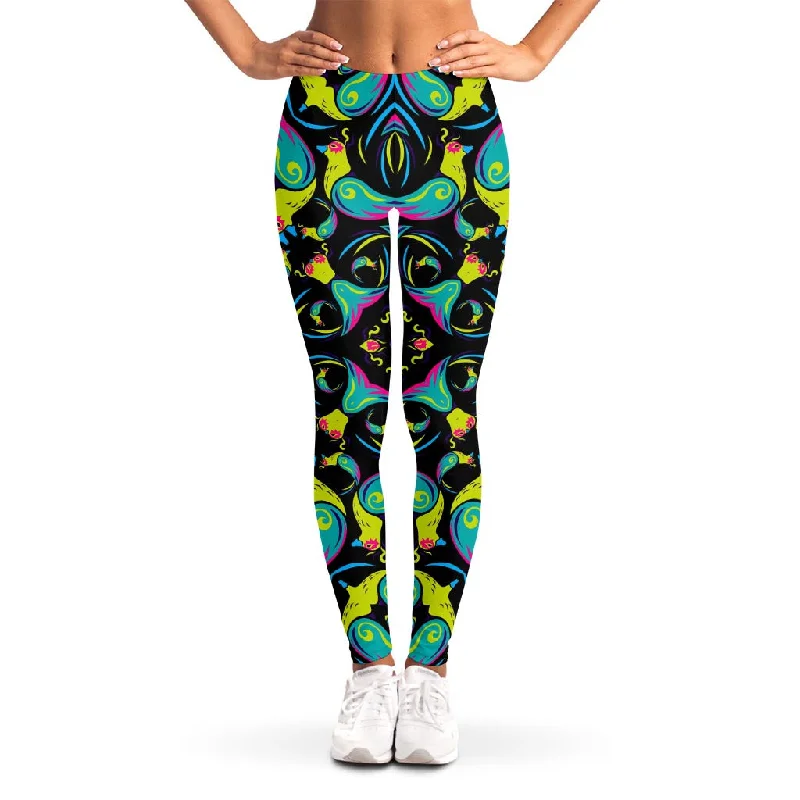 Super Deal Ornament Psychedelic Trippy Print Women's Leggings