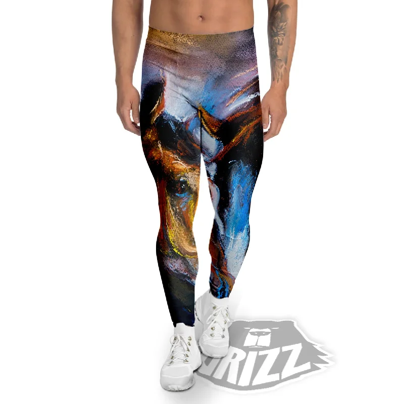 Painting Couple Horses Print Men's Leggings