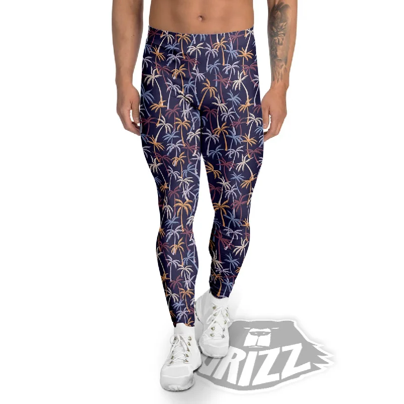 Palm Tree Colorful Print Pattern Men's Leggings