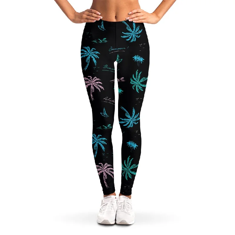 New Markdowns Palm Tree Summer Beach Pattern Print Women's Leggings