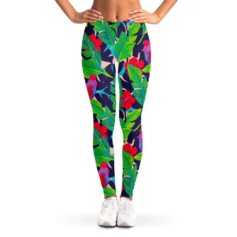 Lowest Price Parrot Banana Leaf Hawaii Pattern Print Women's Leggings
