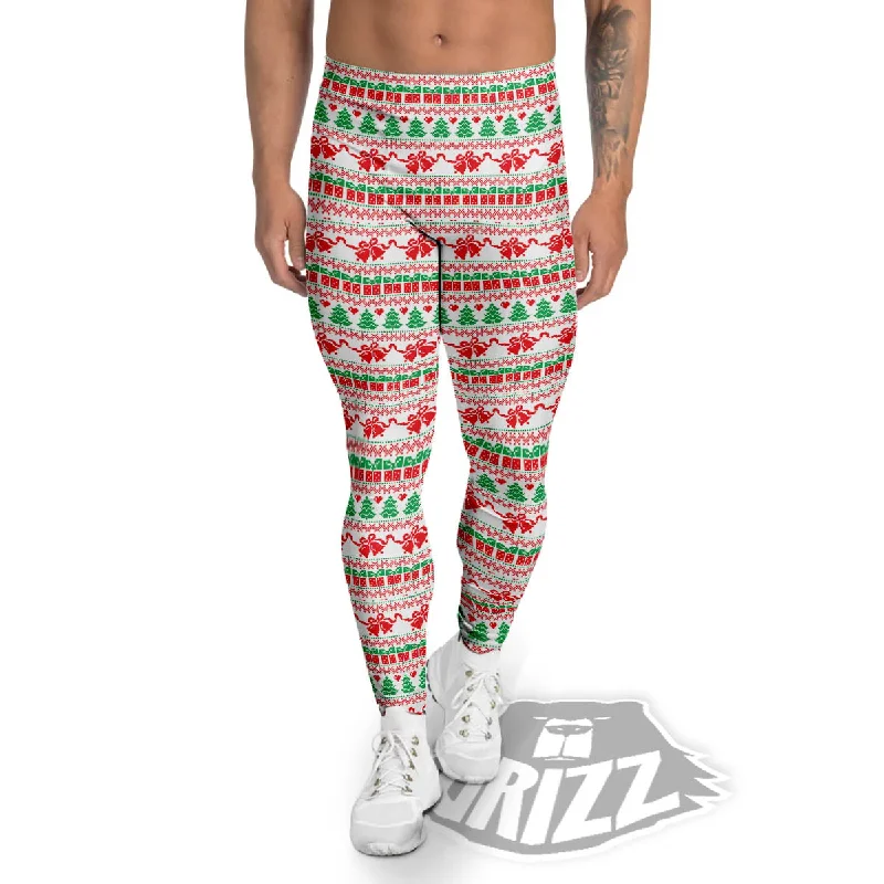 Party Knitted Christmas Print Pattern Men's Leggings