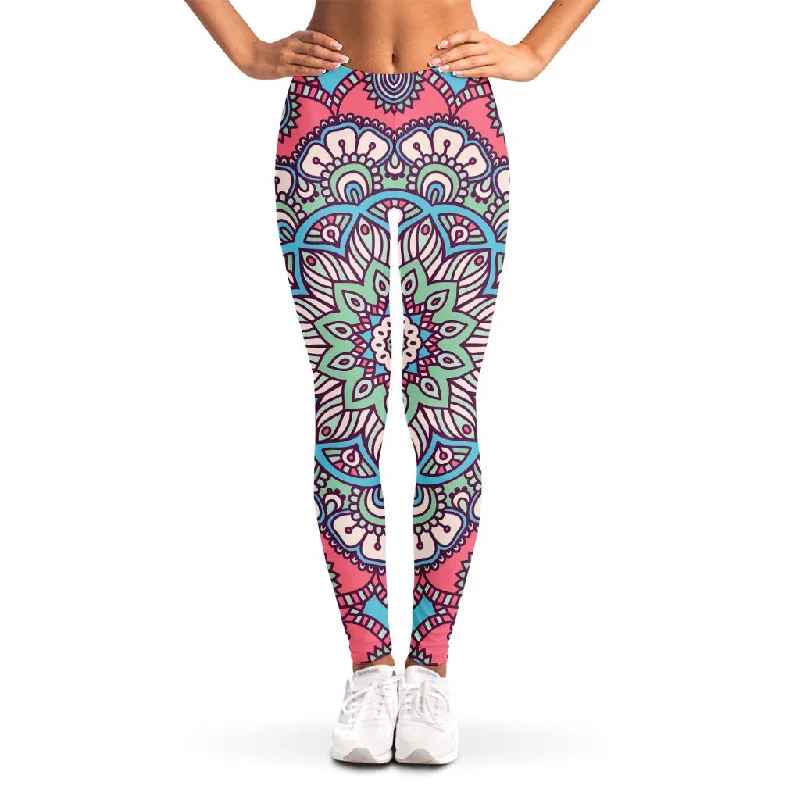 Exclusive Savings Pastel Mandala Bohemian Pattern Print Women's Leggings