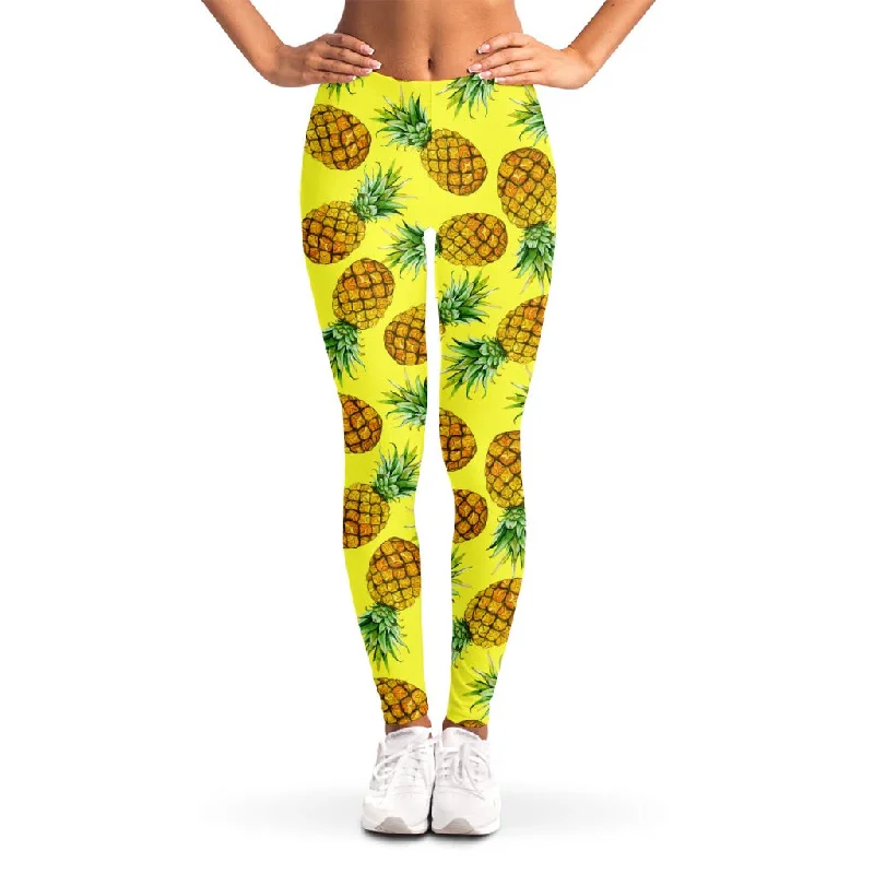 Bargain Prices Pastel Yellow Pineapple Pattern Print Women's Leggings