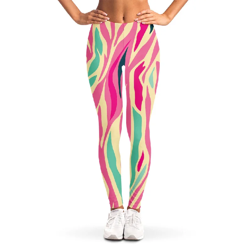 Savings Alert Pastel Zebra Pattern Print Women's Leggings