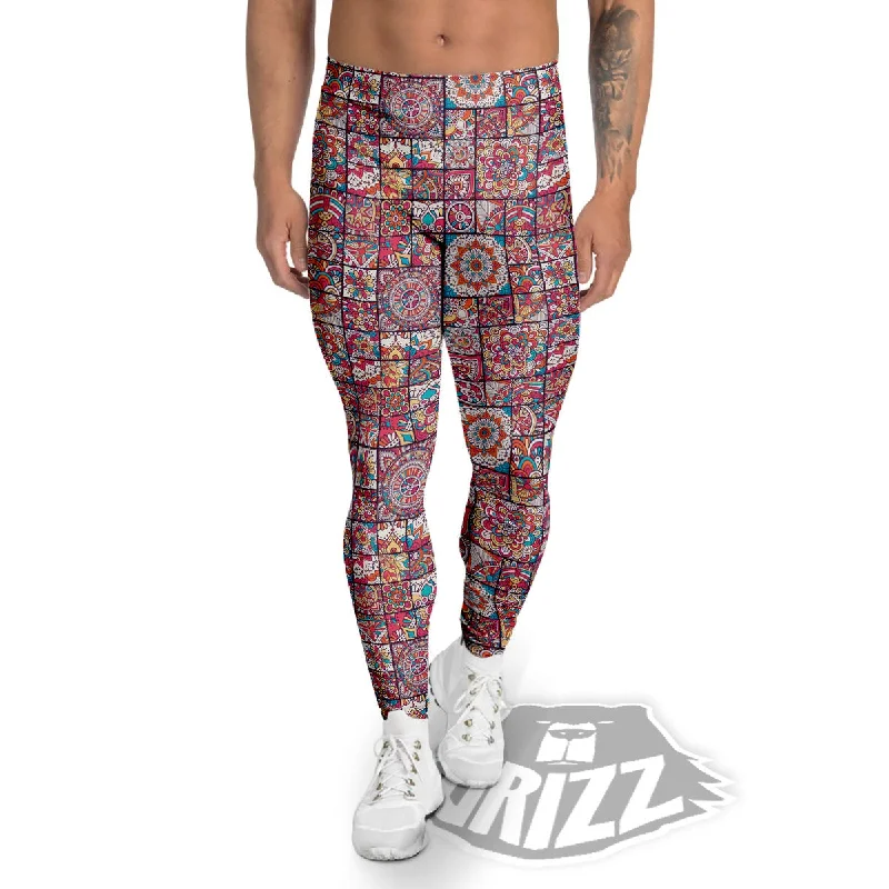 Patchwork Bohemian Print Pattern Men's Leggings