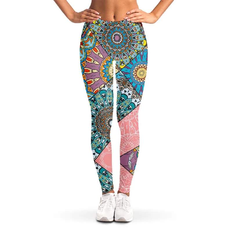 Discount Days Patchwork Mandala Bohemian Pattern Print Women's Leggings