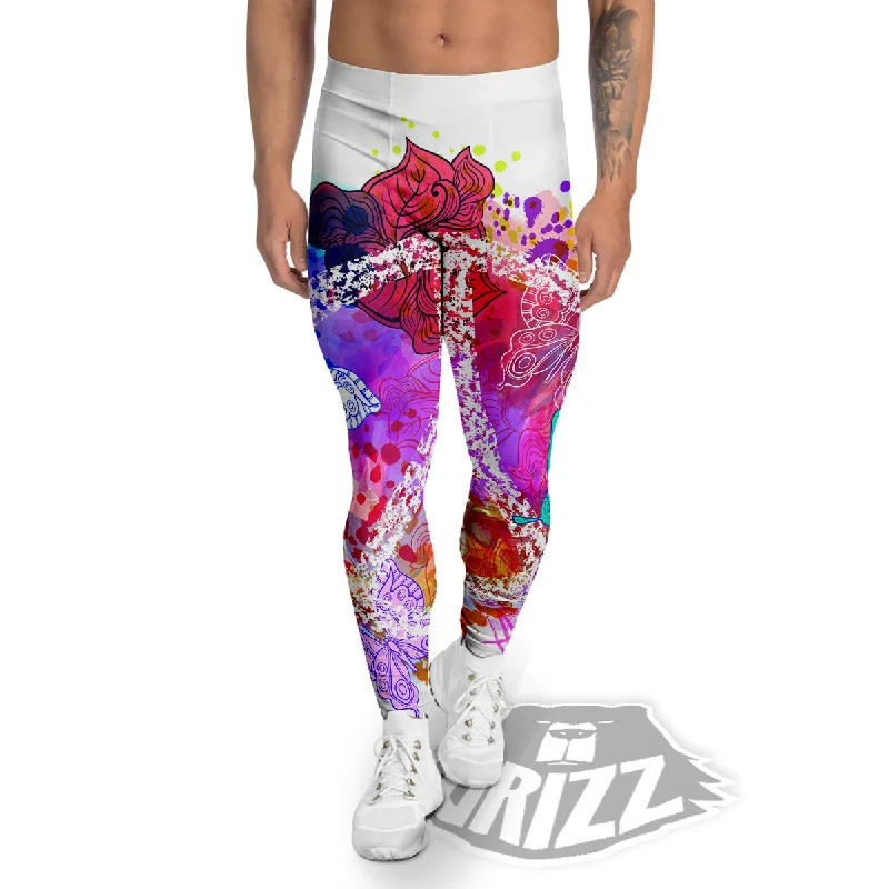 Peace Signs Colorful Hippie Print Men's Leggings