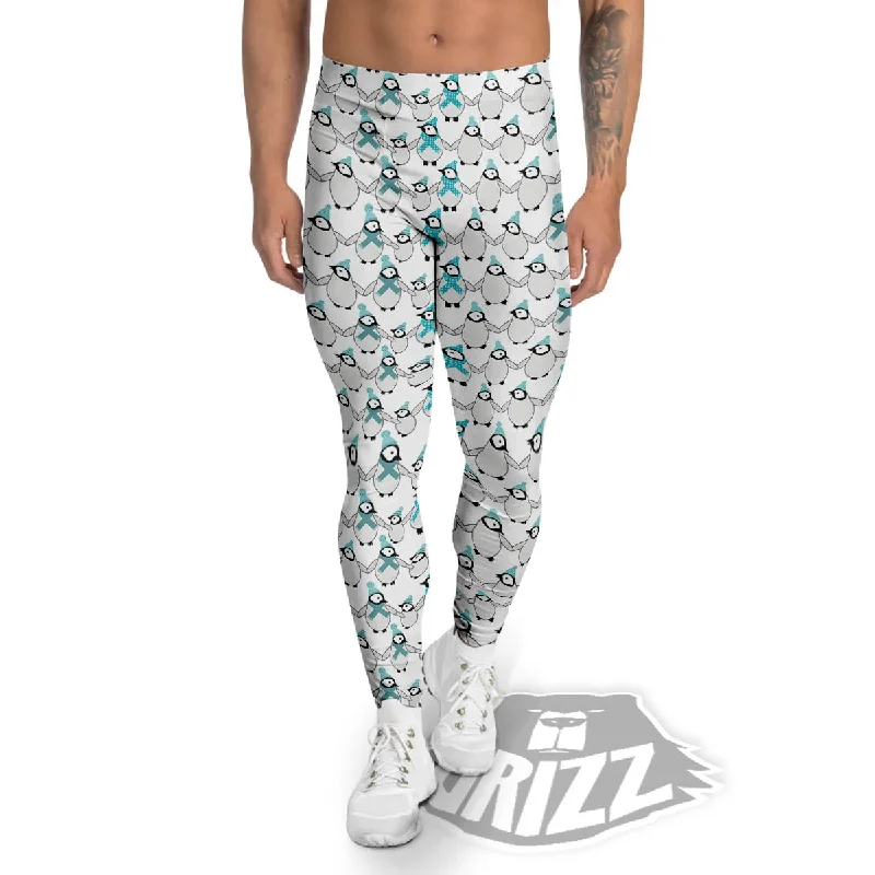 Penguin Emperor Cartoon Print Pattern Men's Leggings