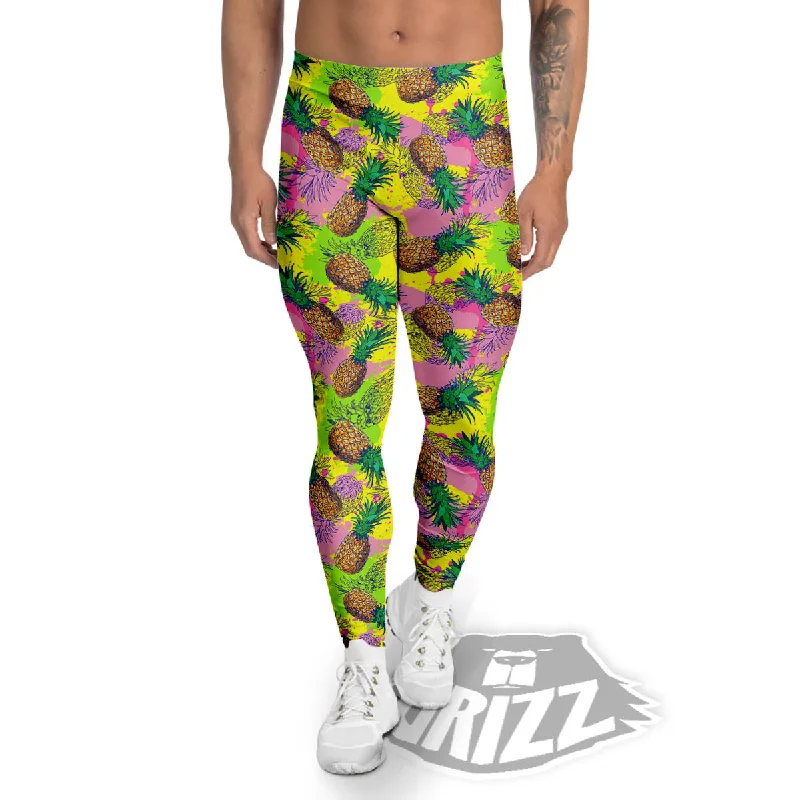 Pineapple Aloha Colorful Print Pattern Men's Leggings