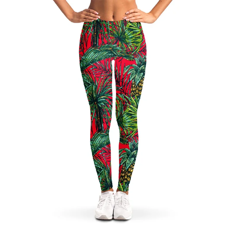Mega Deal Pineapple Leaves Hawaii Pattern Print Women's Leggings