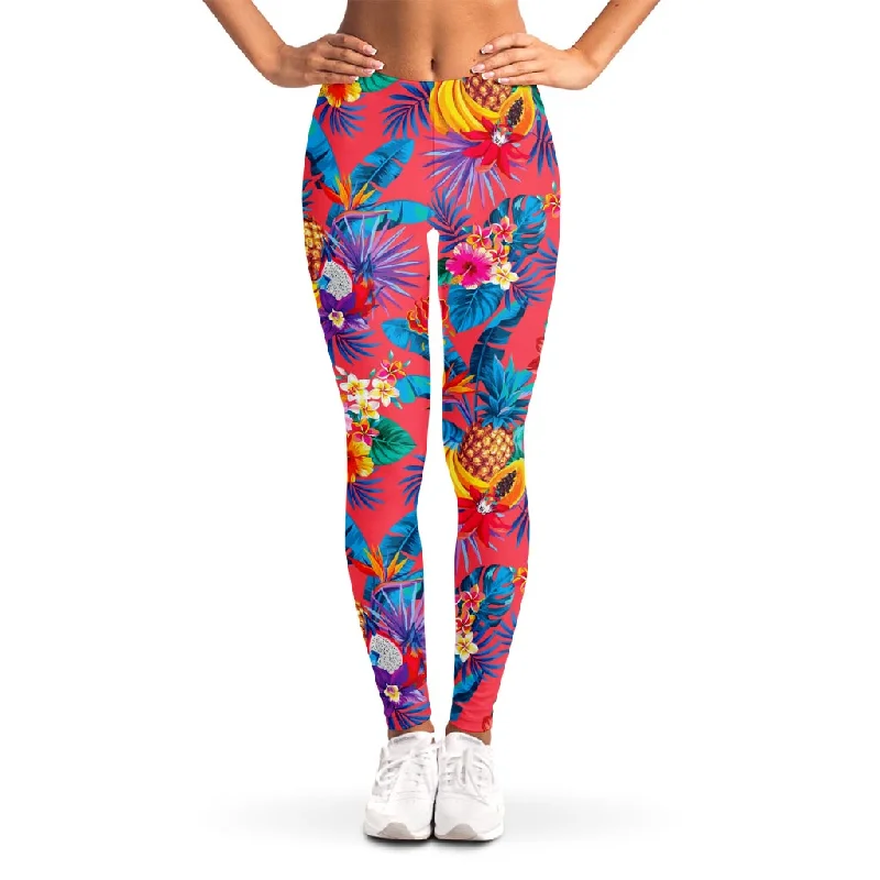 Special Buy Pink Hawaiian Fruits Pattern Print Women's Leggings
