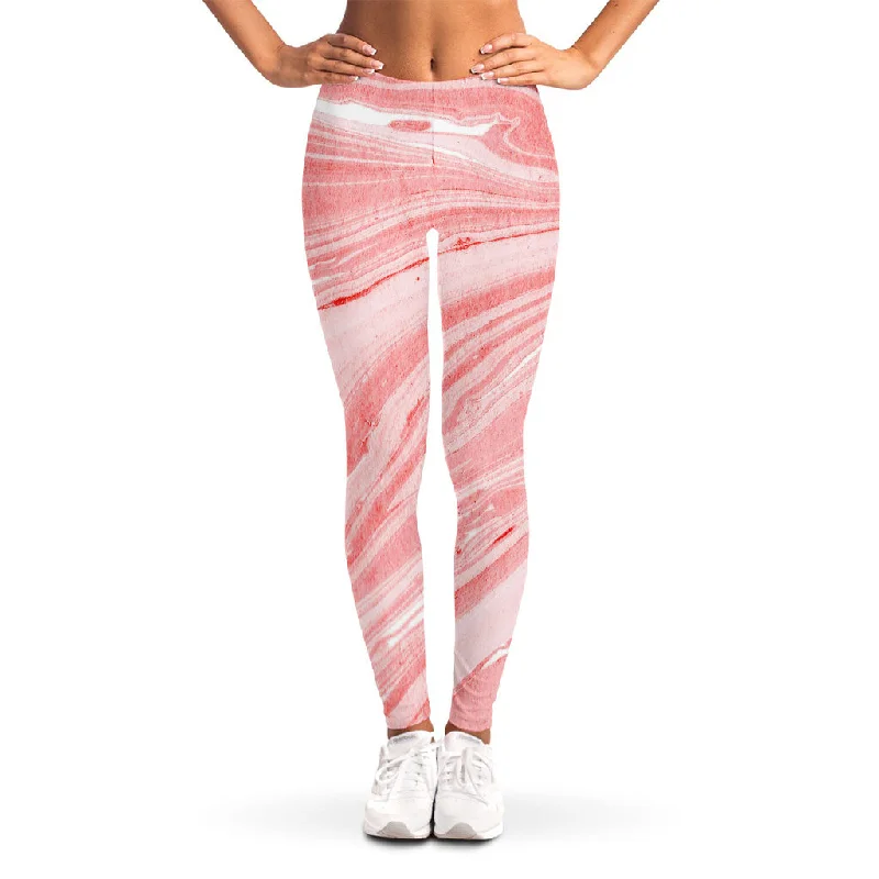 Year-End Sale Pink Liquid Marble Print Women's Leggings