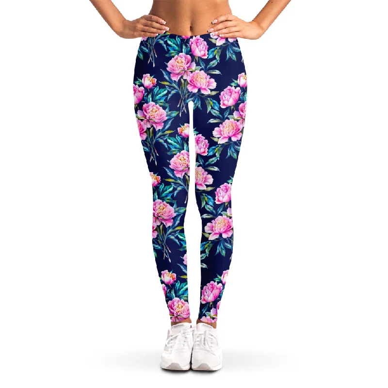 Special Promotion Pink Peony Floral Flower Pattern Print Women's Leggings