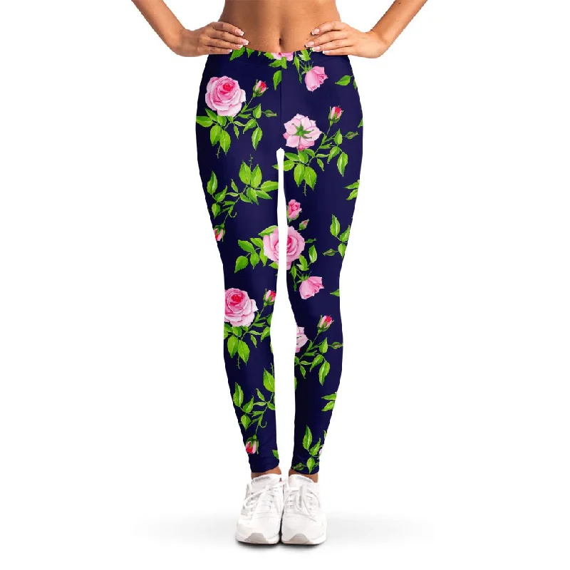 Special Savings Pink Rose Floral Flower Pattern Print Women's Leggings