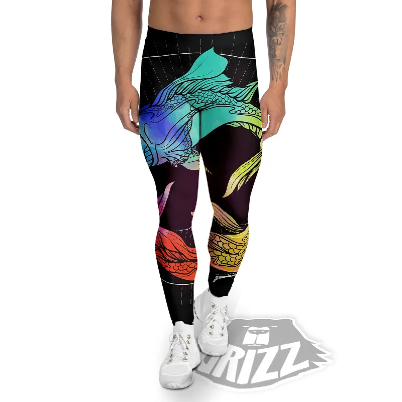 Pisces Sign Colorful Print Men's Leggings