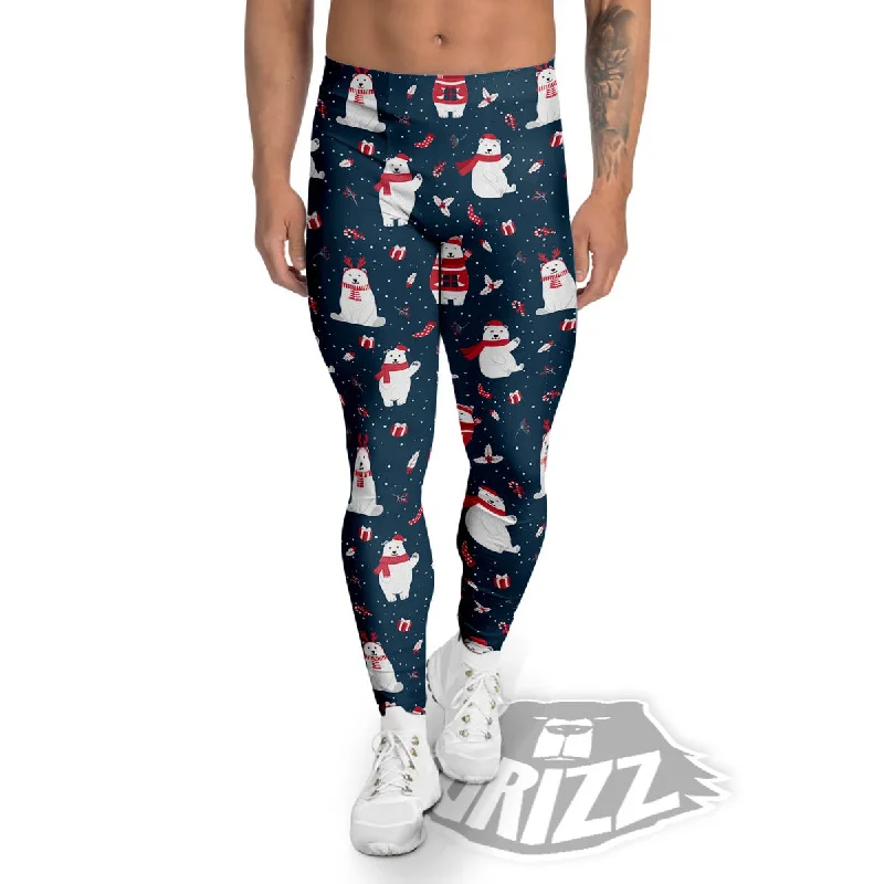 Polar Bear Christmas Print Pattern Men's Leggings