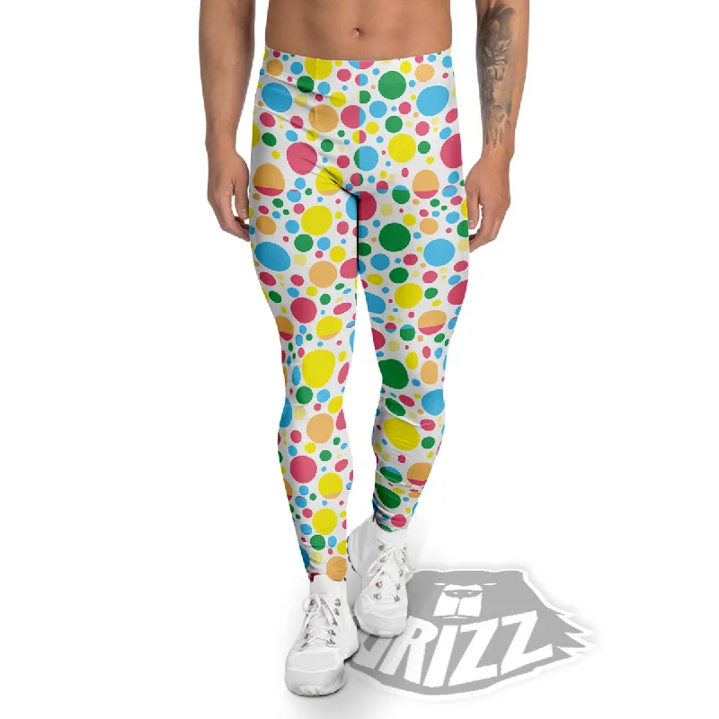 Polka Dot Colorful Print Pattern Men's Leggings