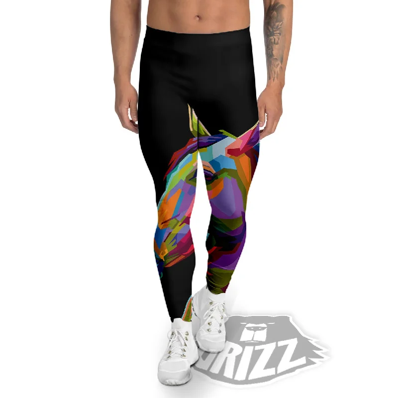 Portrait Horse Colorful Print Men's Leggings