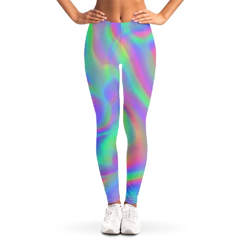 Super Sale Psychedelic Holographic Trippy Print Women's Leggings