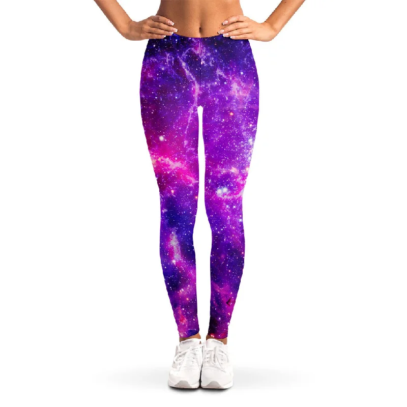 Massive Deals Purple Bursting Galaxy Space Print Women's Leggings