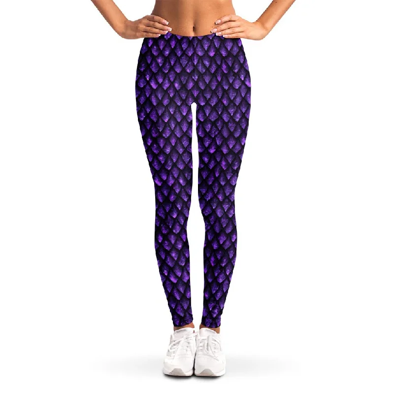 Great Deals Purple Dragon Scales Pattern Print Women's Leggings