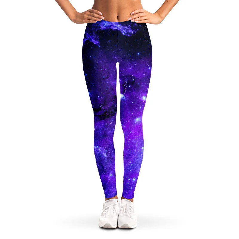 Incredible Offers Purple Stars Nebula Galaxy Space Print Women's Leggings