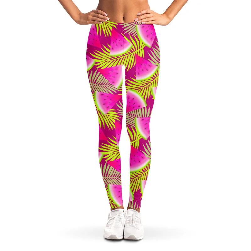 Can't Be Beat Purple Tropical Watermelon Pattern Print Women's Leggings