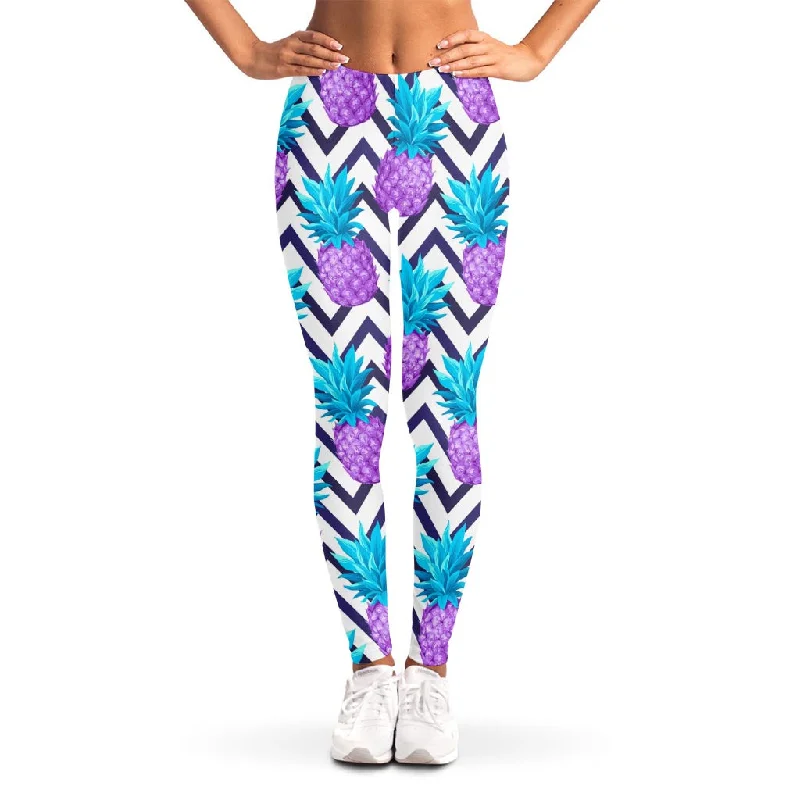 YEAR-End Sale Purple Zig Zag Pineapple Pattern Print Women's Leggings