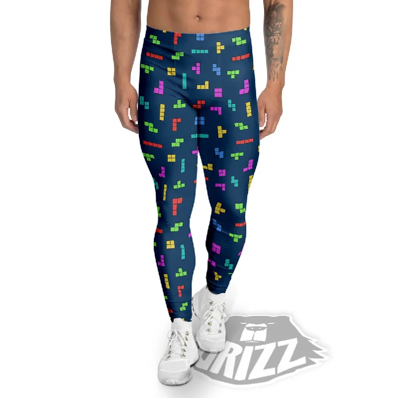 Puzzle Game Colorful Brick Print Pattern Men's Leggings