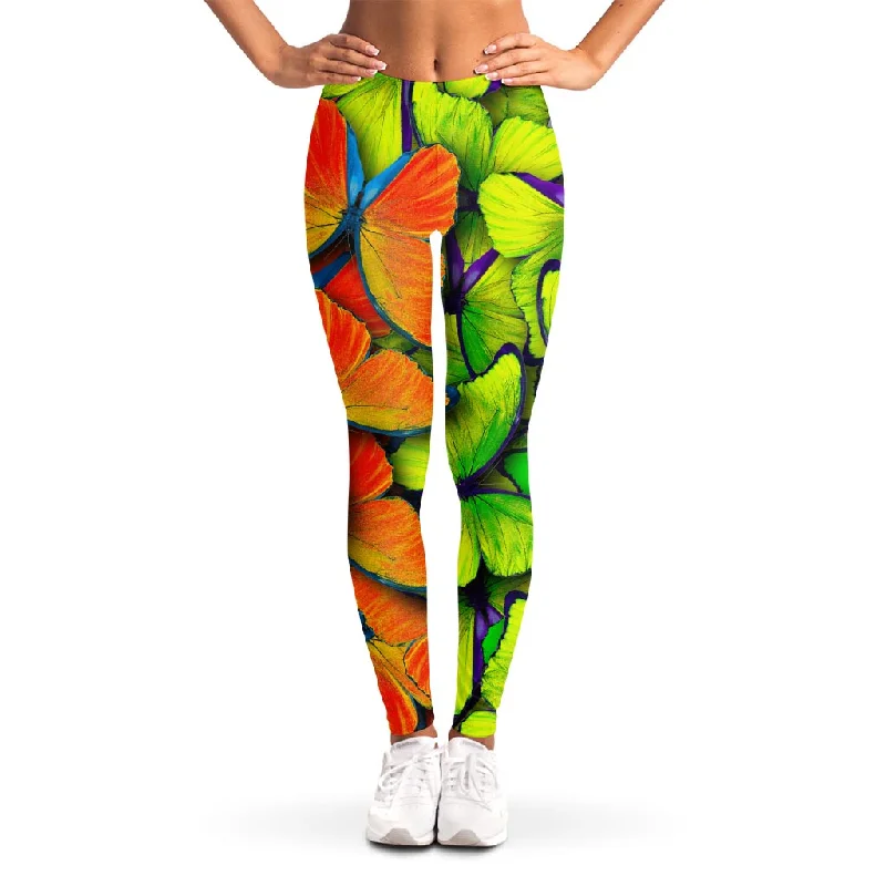 Steals and Deals Rainbow Butterfly Pattern Print Women's Leggings