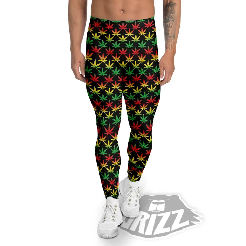 Rasta Cannabis Print Pattern Men's Leggings