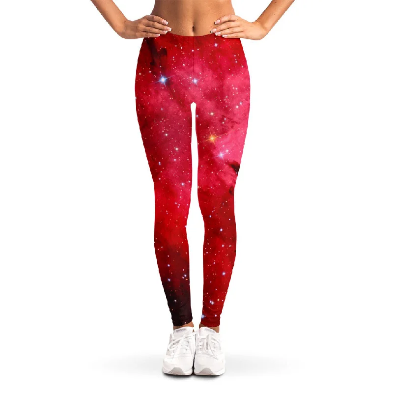 Sale Event Red Galaxy Space Cloud Print Women's Leggings
