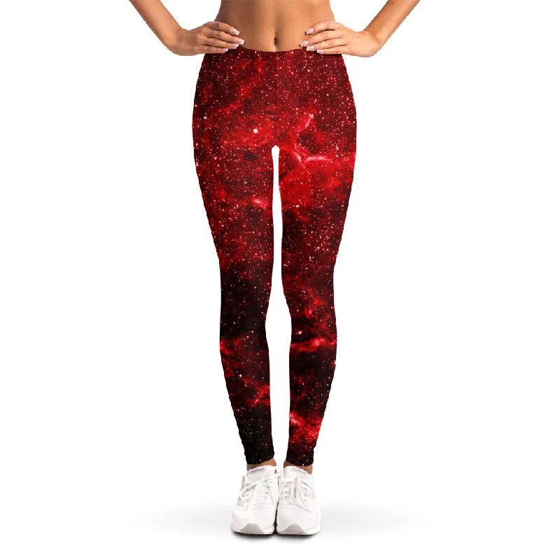 Deal Dash Red Stardust Universe Galaxy Space Print Women's Leggings