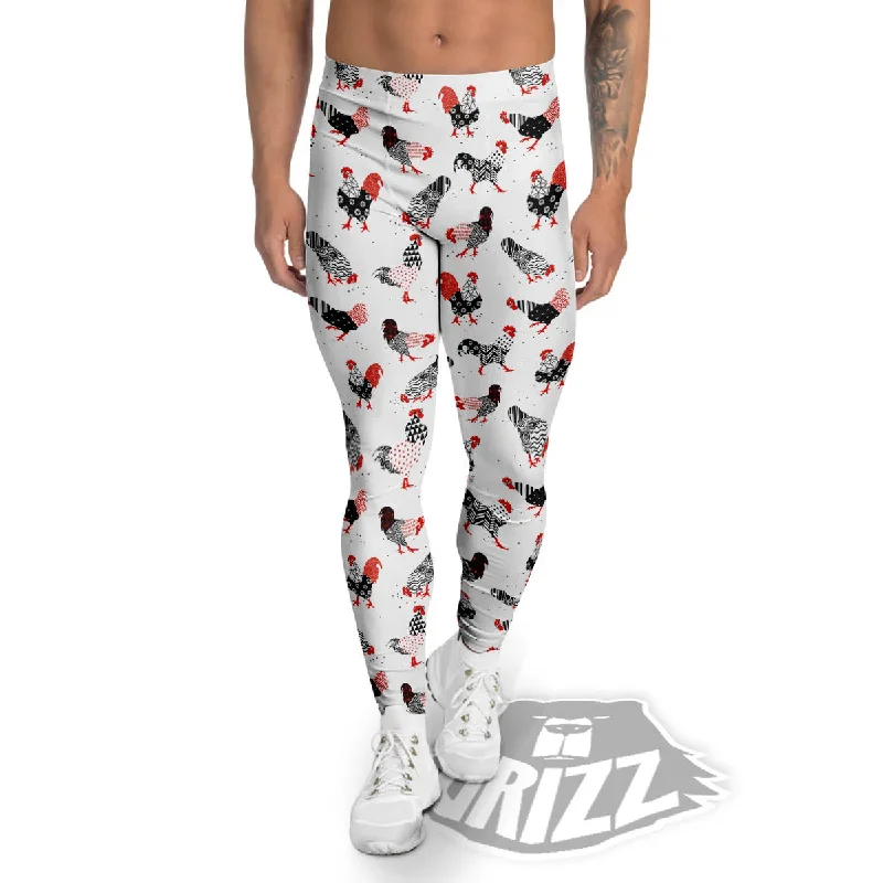 Rooster Chinese Print Pattern Men's Leggings