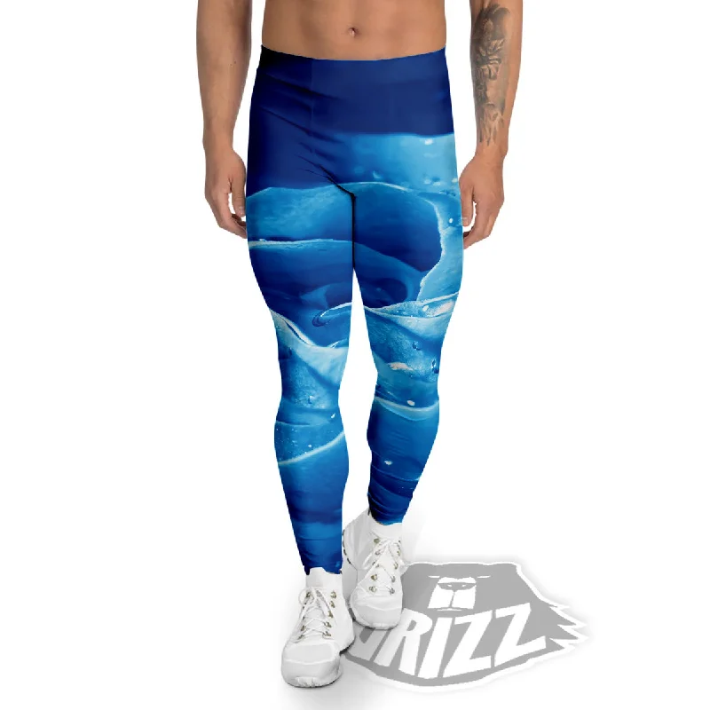 Rose Blue Print Men's Leggings