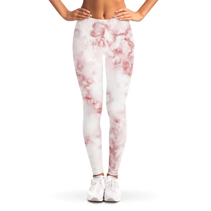 Discount Days Rose Pink Marble Print Women's Leggings