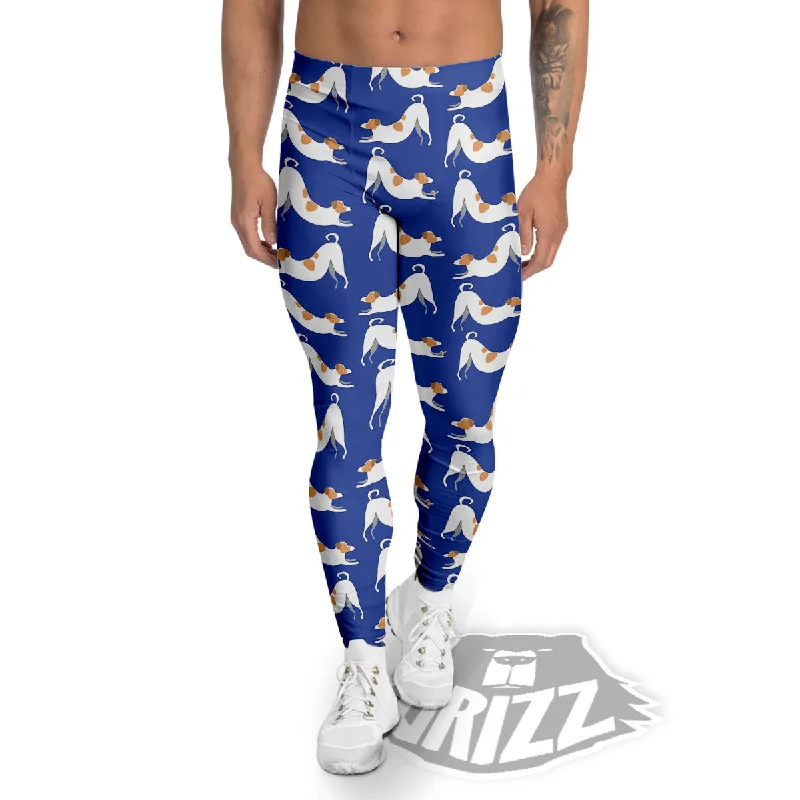 Russell Terrier Blue Jack Print Pattern Men's Leggings