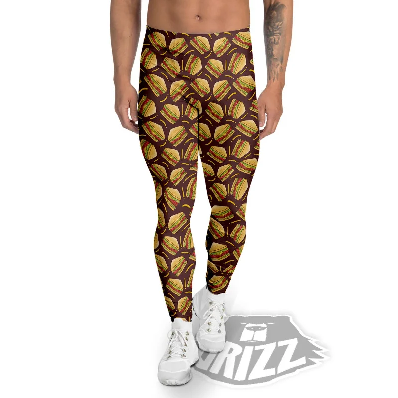 Sandwiches Brown Print Pattern Men's Leggings