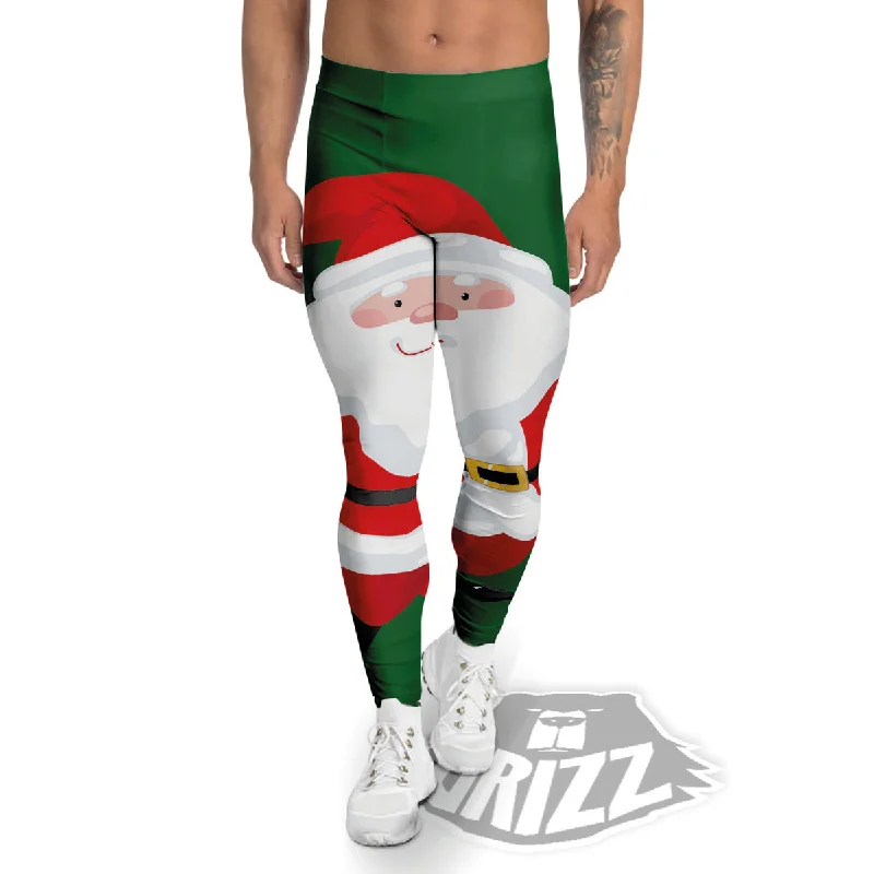 Santa Claus Cartoon Print Men's Leggings