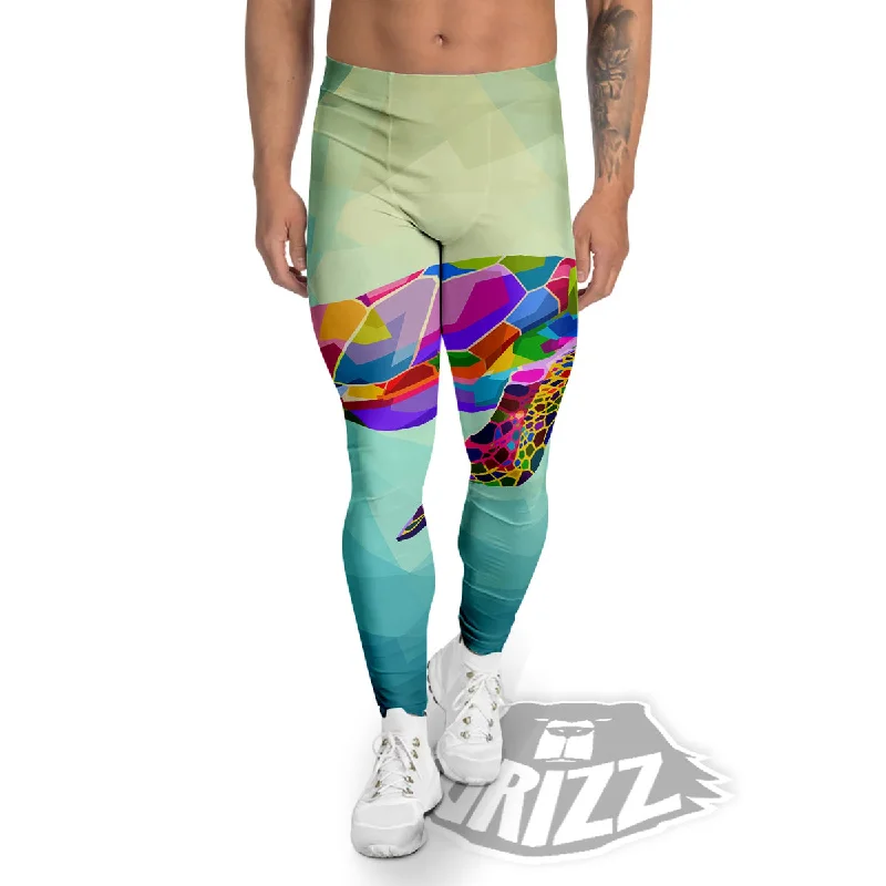 Sea Turtle Colorful Print Men's Leggings