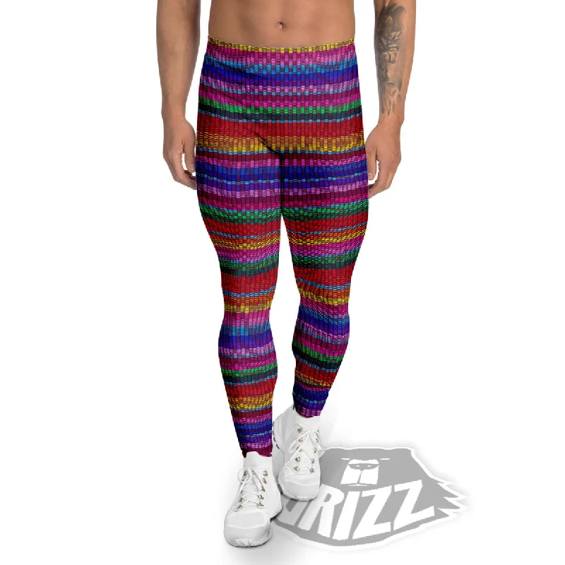 Serape Mexican Colorful Print Pattern Men's Leggings