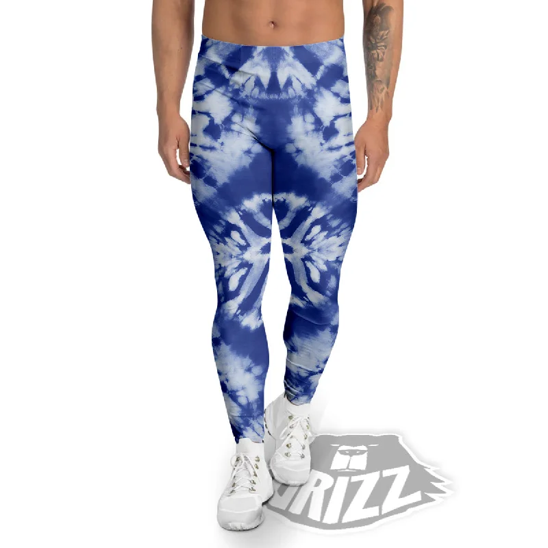 Shibori Blue Print Men's Leggings