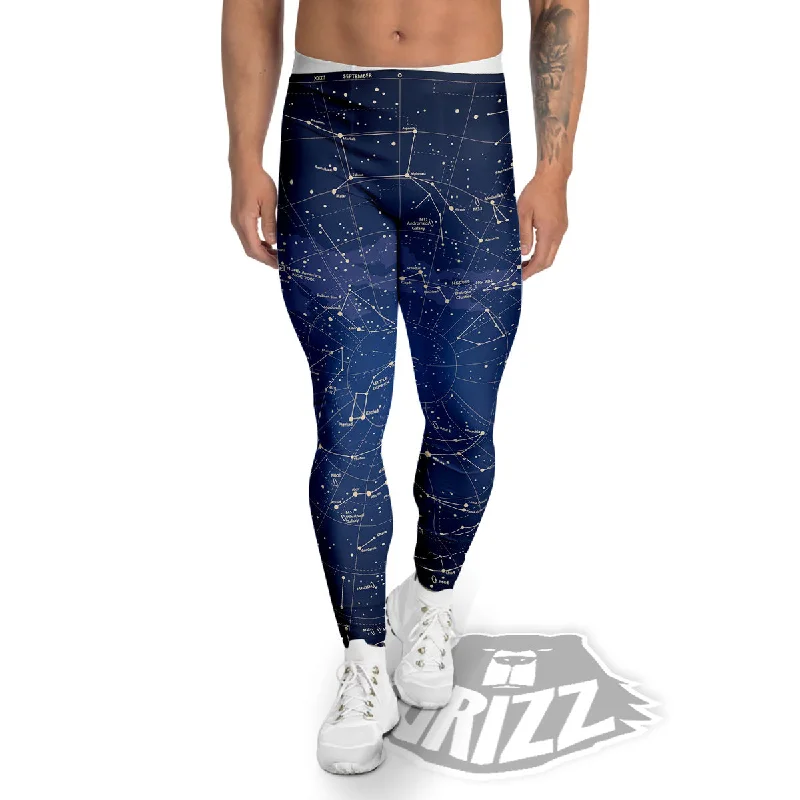 Sky Map Constellation Print Men's Leggings