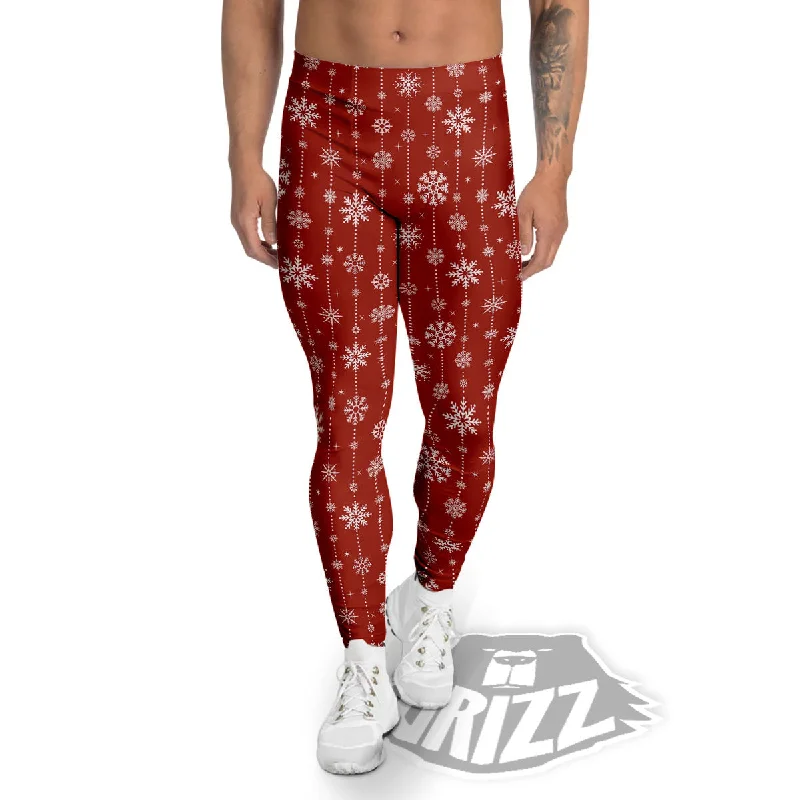 Deal Explosion Snowflakes Merry Christmas Print Pattern Men's Leggings