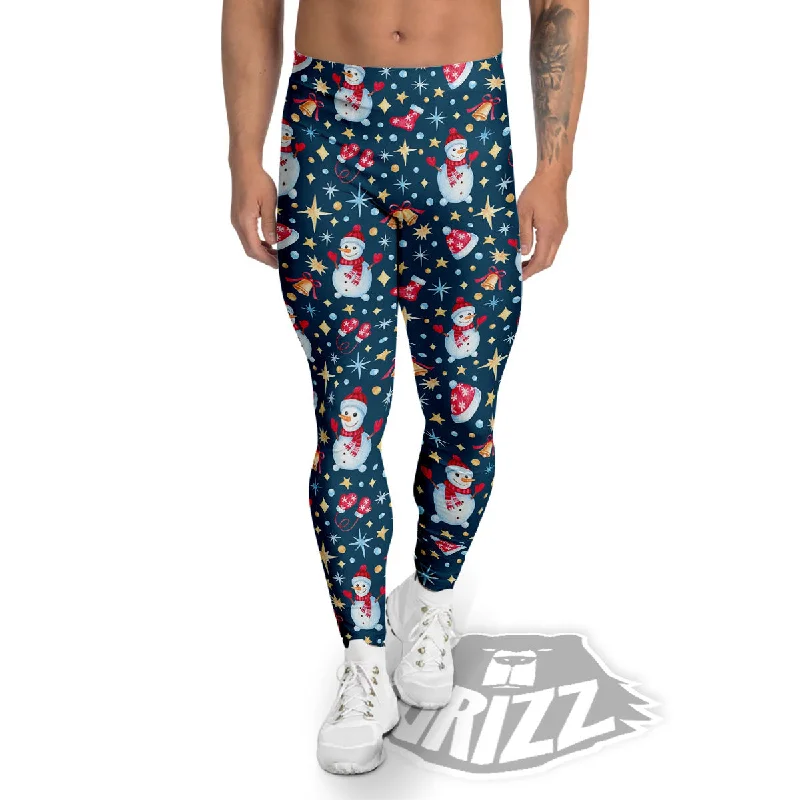 Snowman Christmas Print Pattern Men's Leggings