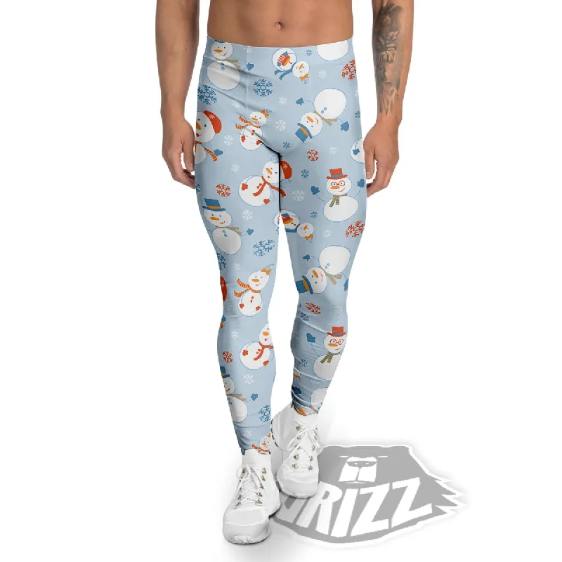 Discount Extravaganza Snowman Holiday Print Pattern Men's Leggings